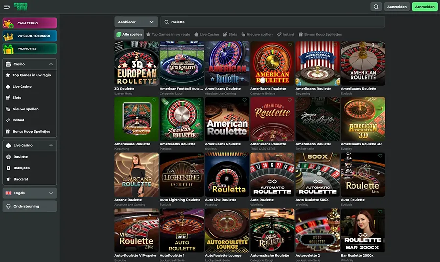 Super Spin Casino live casino spellen gids